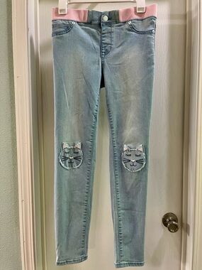 Cat & Jack Light Blue Skinny Jeans with Pink Waistband